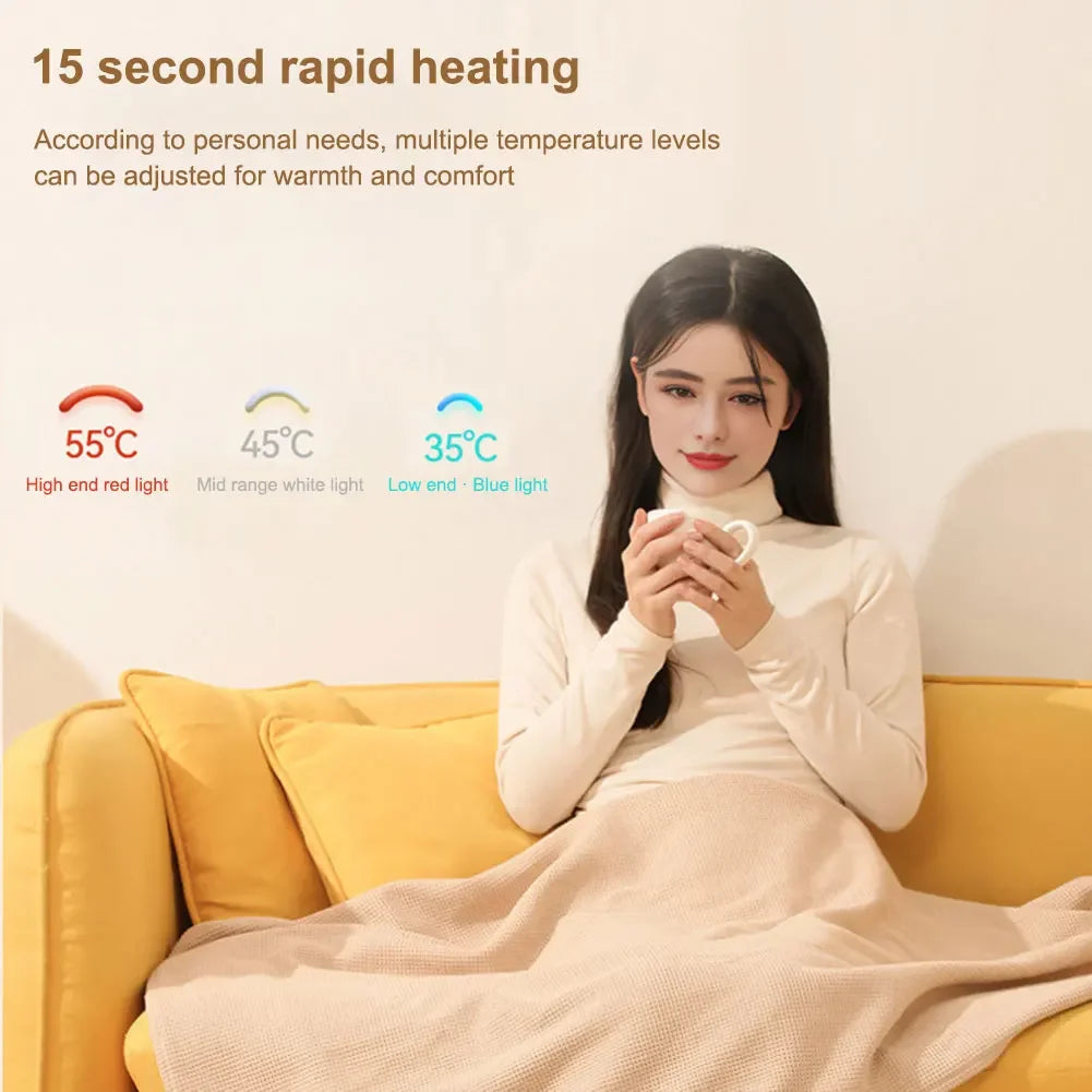 Wearable USB Heated Blanket Shawl with Three Heating Levels and 5000mAh Power Bank for Cozy Comfort Anywhere