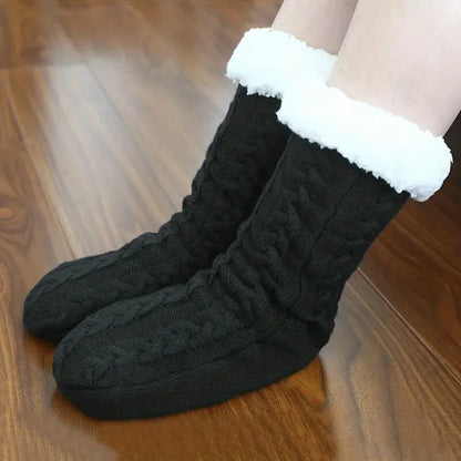 Fuzzy Slipper Socks For Women With Grippers Non Slip Sherpa Lined Slipper Socks Comfy Warm Winter Floor Socks