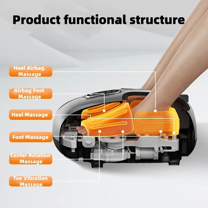 Automatic Foot Massage Machine with Fully Wrapped Rollers Sole Kneading Airbag Pressing Relaxation Foot Massager