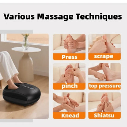 Automatic Foot Massage Machine with Fully Wrapped Rollers Sole Kneading Airbag Pressing Relaxation Foot Massager